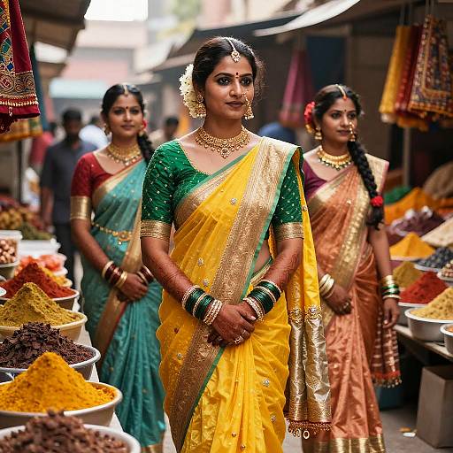 North Indian Women in Traditional Sarees