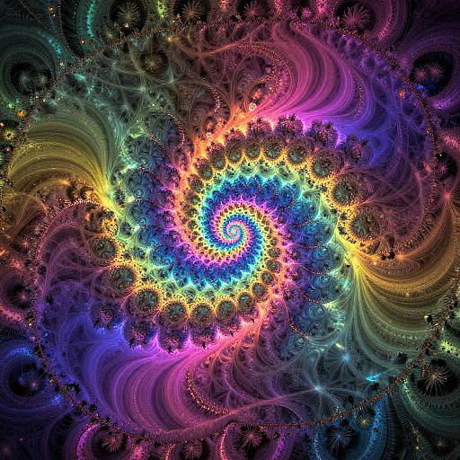 Radiant Fractal Art with Recursive Patterns