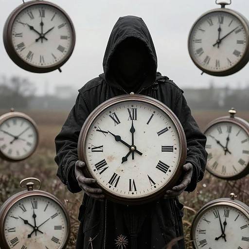 Surreal Grim Reaper with Clocks