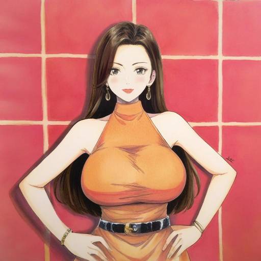 Anime Girl in Orange Dress with Jewelry