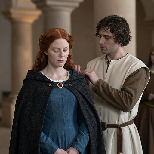 Medieval Scene with Focused Couple