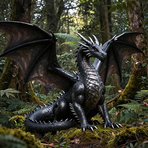 Colossal Charcoal Dragon in Forest