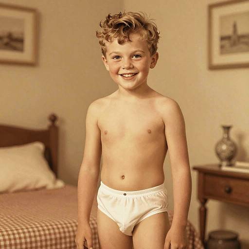 Vintage 1950s Boy in Panties Illustration
