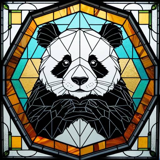 Playful Panda Stained Glass Window