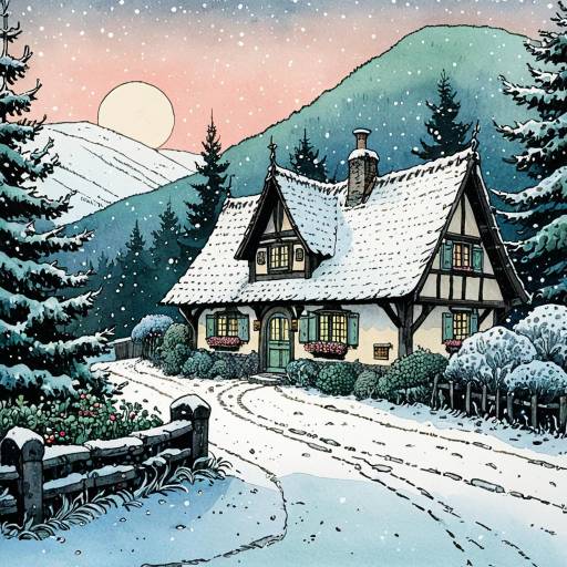 Charming Winter Landscape Illustration