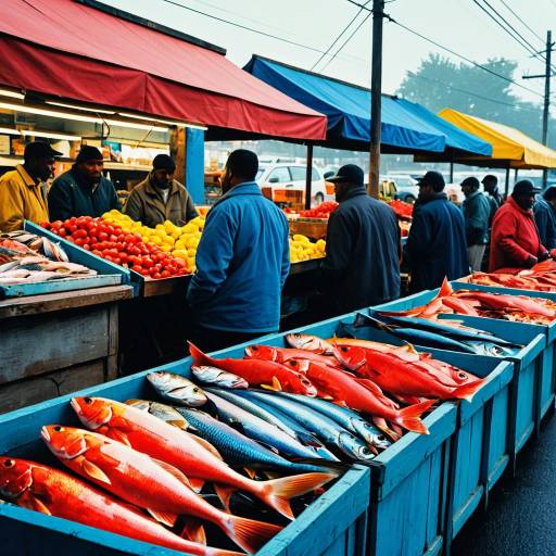 Lively Roadside Fish Market Early Morning