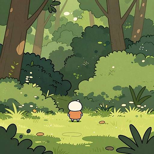 Webtoon Style Serene Forest Scene