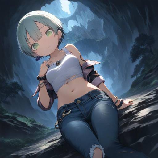Midriff Girl in an Underground Cave