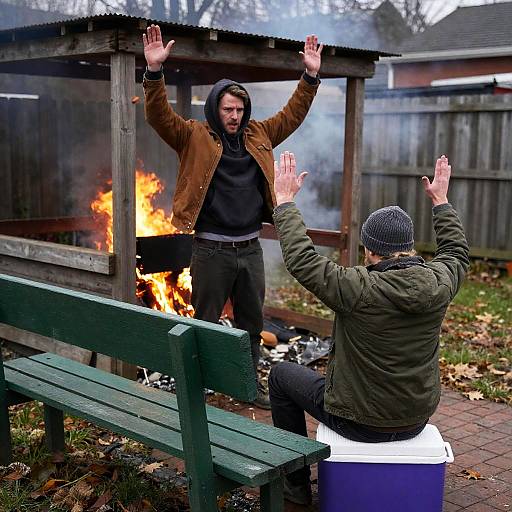 Intense Backyard Scene with Two Men