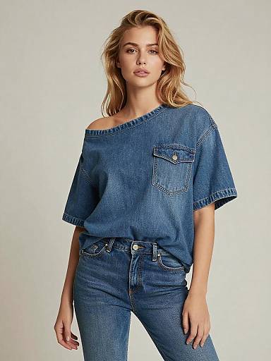 Oversized Denim Shirt Editorial Portrait