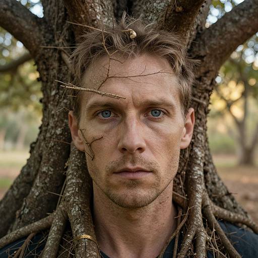 Double Exposure Man and Tree Portrait