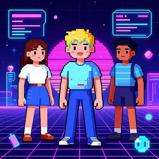 Sentient AI in Retro Neon Game