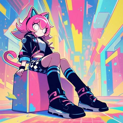 Confident Character in Neon Pop Art Style