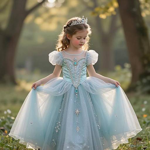 Young Girl in Princess Dress with Tiara