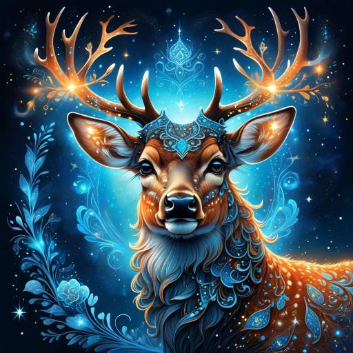 Mystical Deer Under a Starry Sky