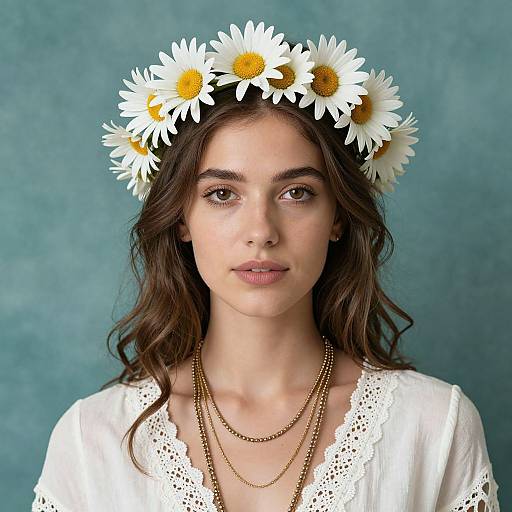 Radiant Woman with Daisy Crown