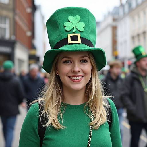 Blonde Woman in St. Patrick's Day Attire