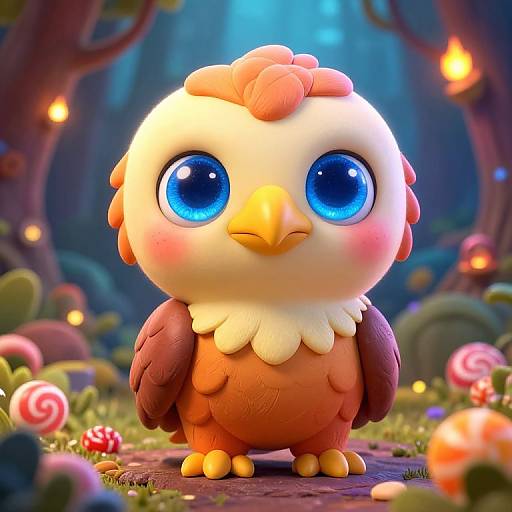 Kawaii Cyberpunk Baby Falcon Cartoon