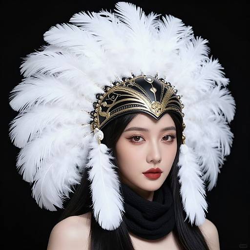 Woman with Ornate Feathered Headdress
