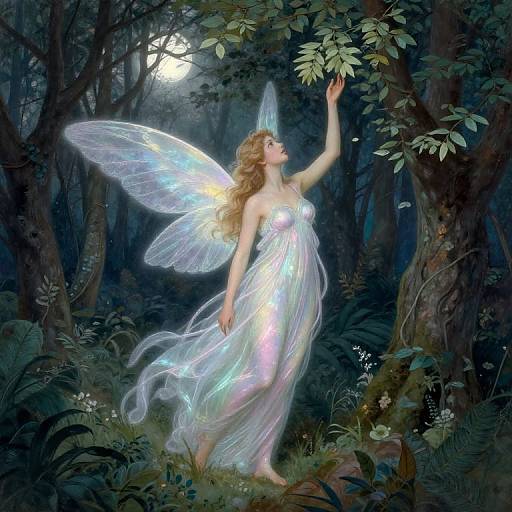 Celestial Nymph in Moonlit Forest