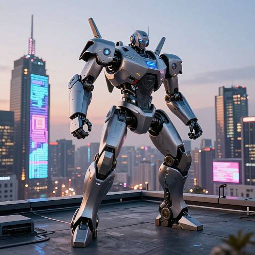 TR-1 Robot on Futuristic Rooftop