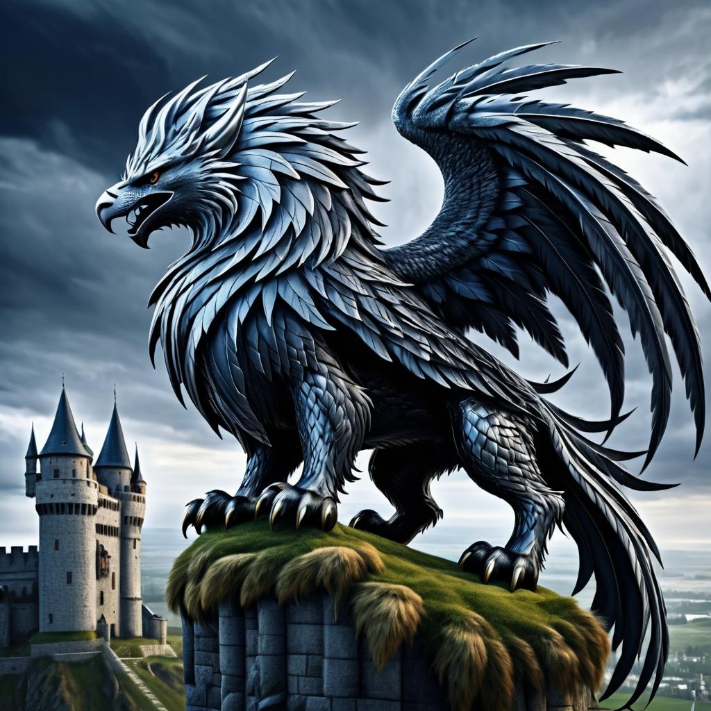 Majestic Griffin Embracing a Castle