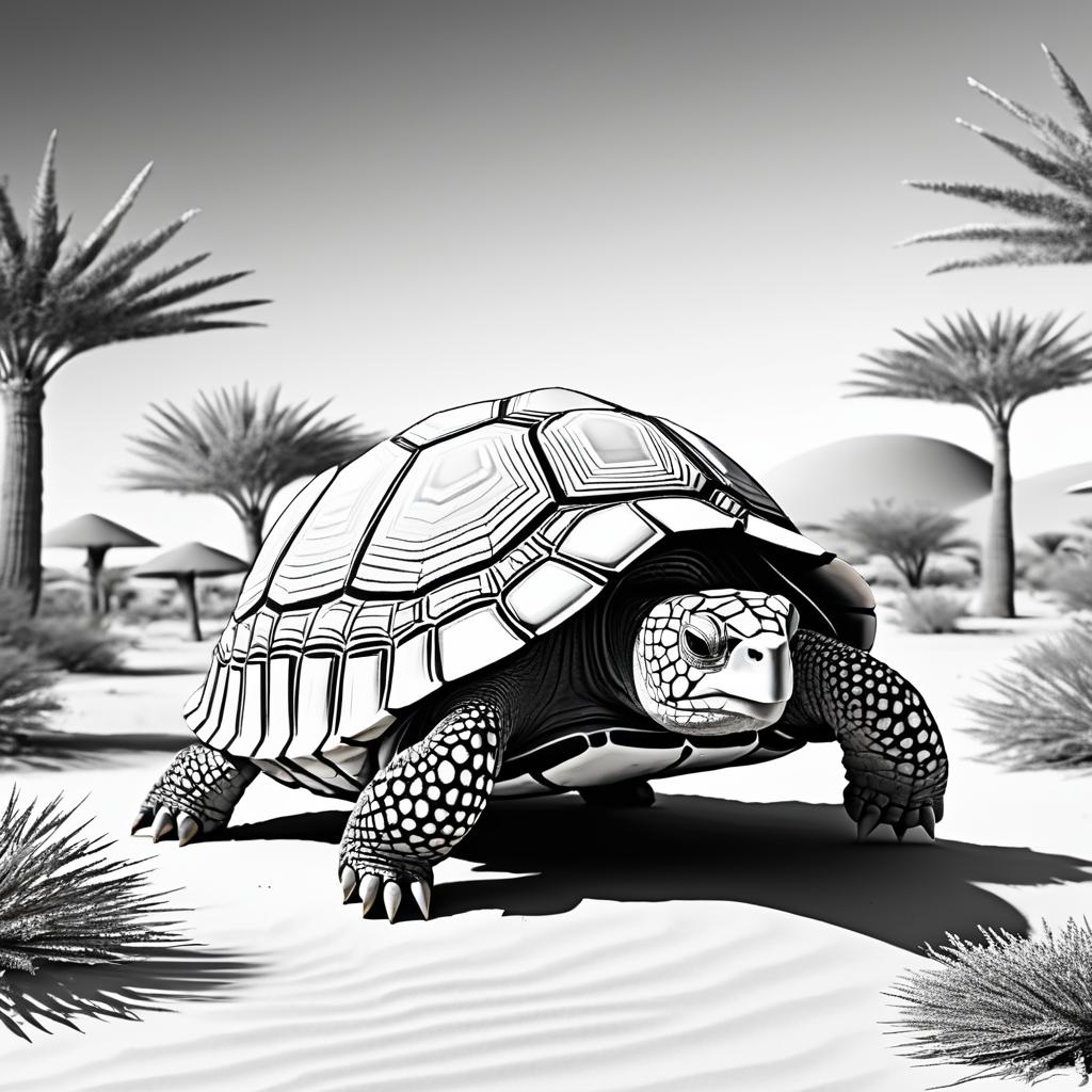 Lively Tortoise Coloring Book Page