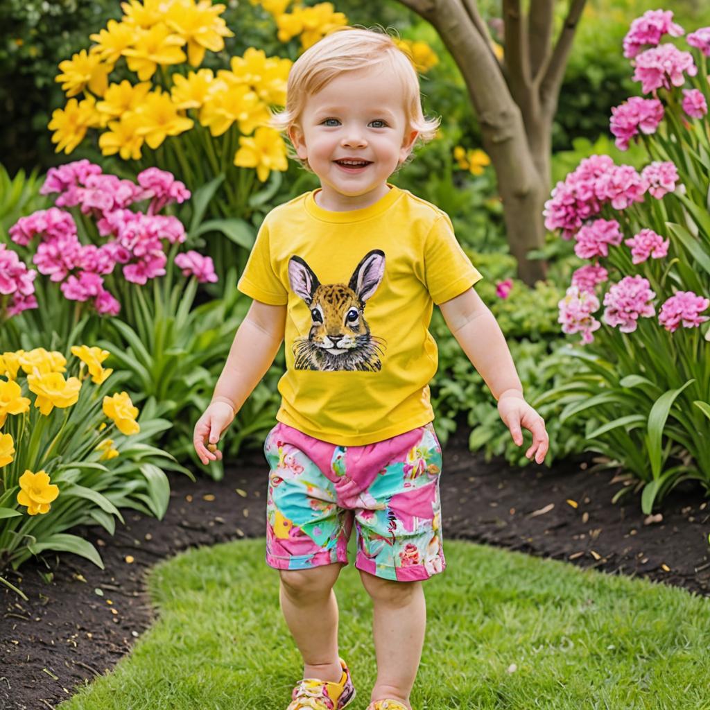 Curious Toddler in Festive Easter Attire