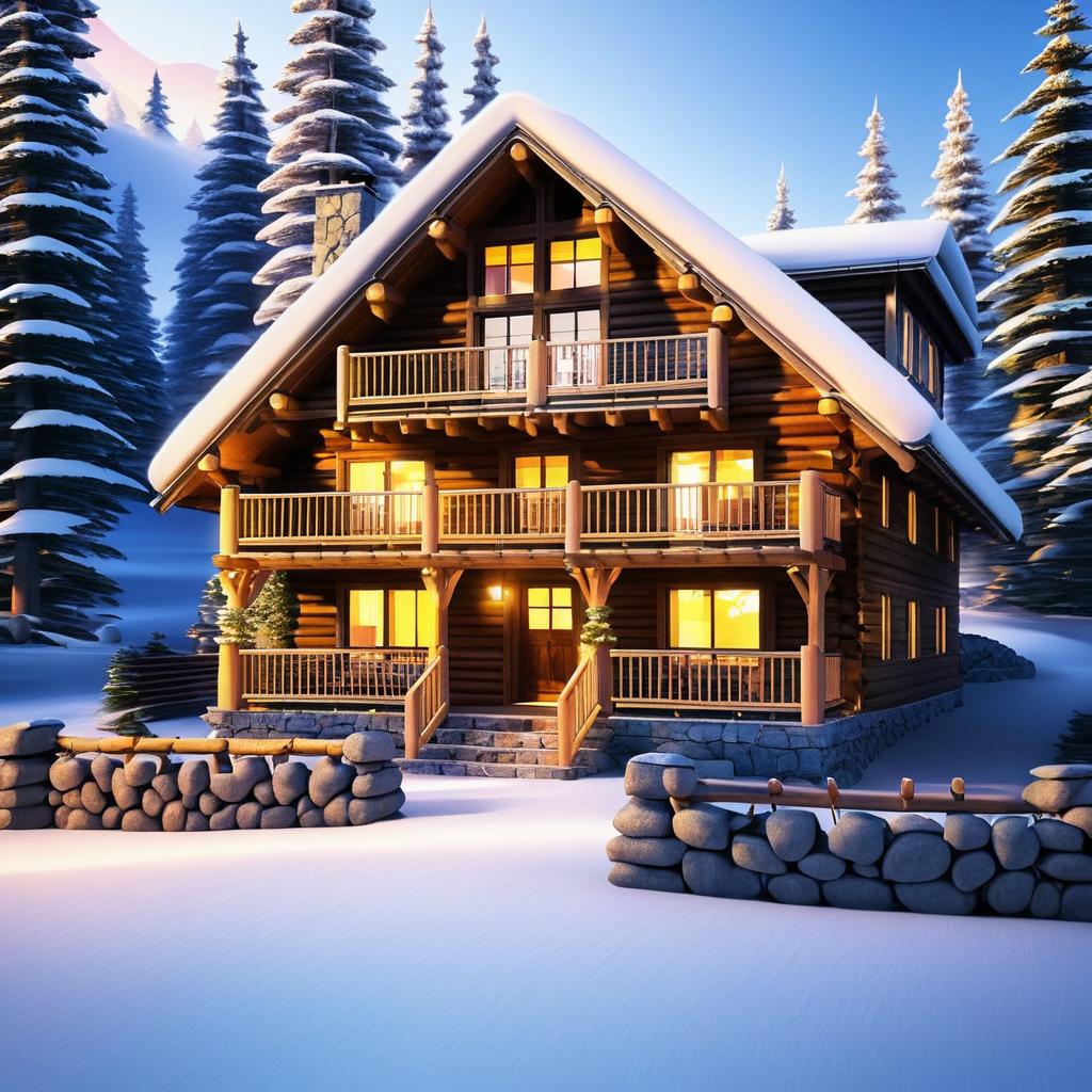 Charming and Inviting Mountain Lodge Scene