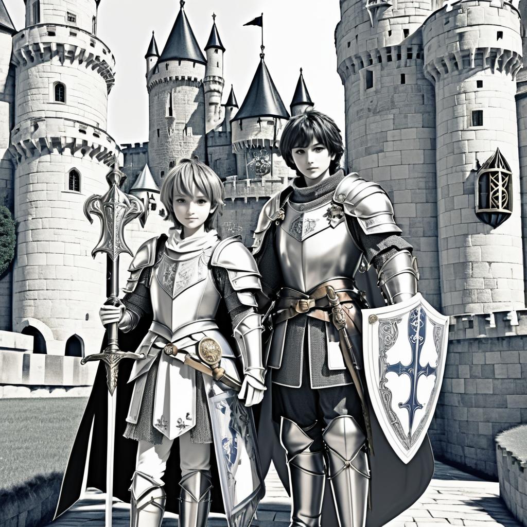 Brave Knight and Squire in Manga Style