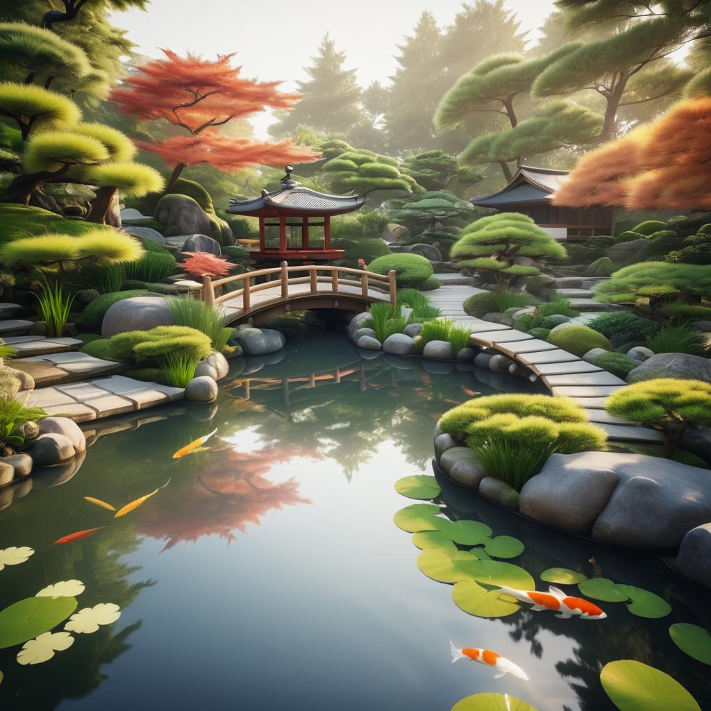 Tranquil Japanese Garden with Koi Pond