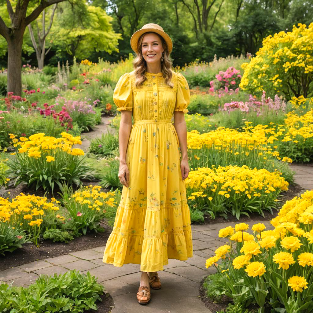 Charming Figure in a Vibrant Garden