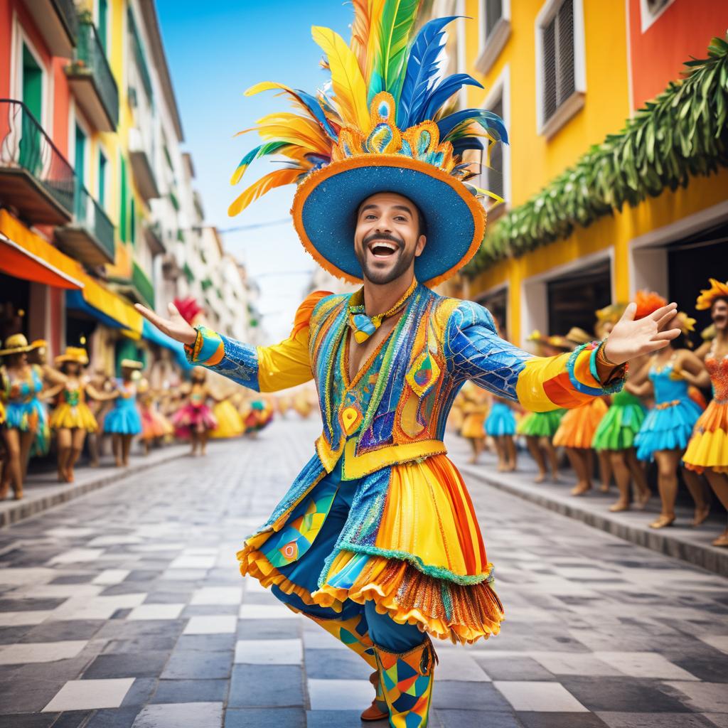 Vibrant Street Performer at Rio Carnival