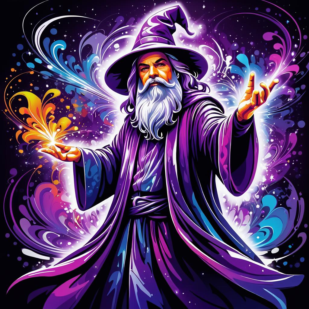 Vibrant Wizard Graffiti T-Shirt Design