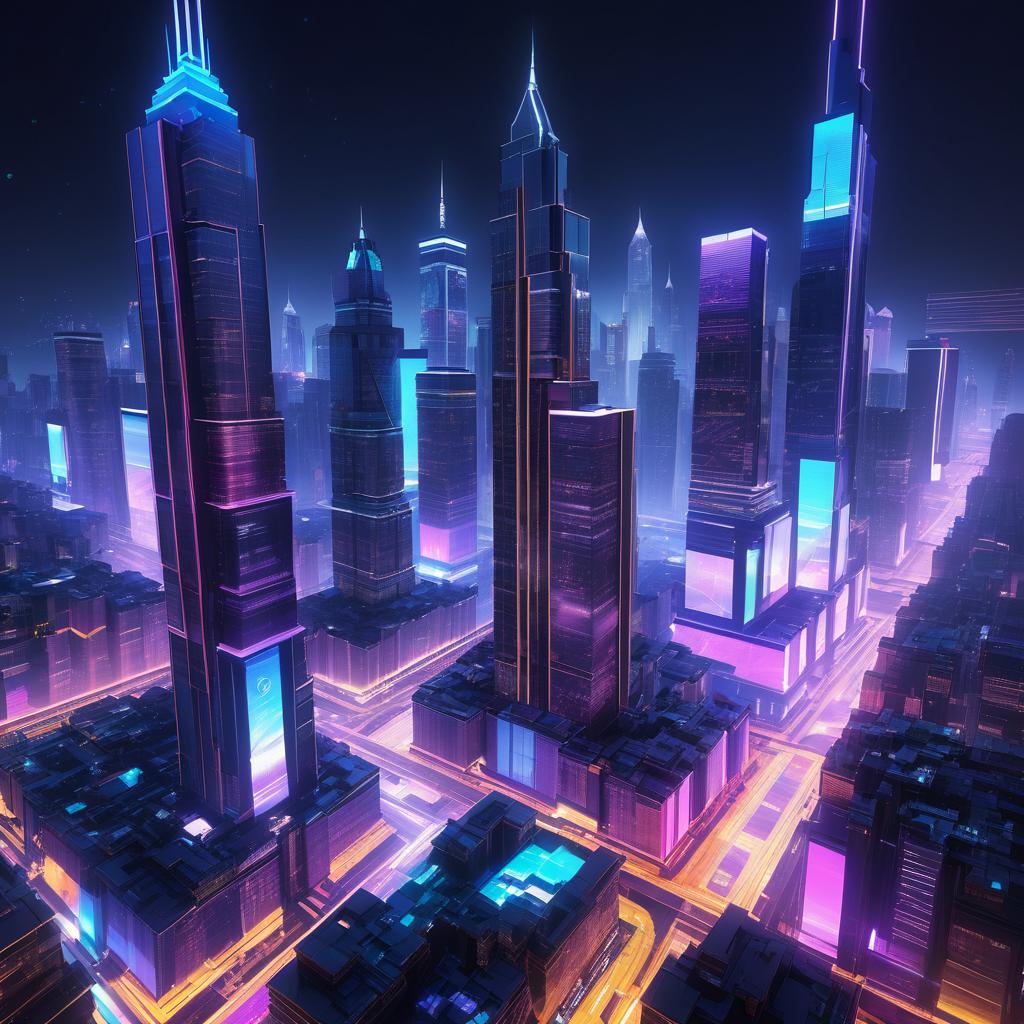 Dynamic Neon Cityscape at Night