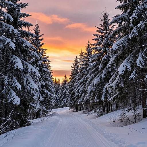 Serene Winter Forest Sunset Path