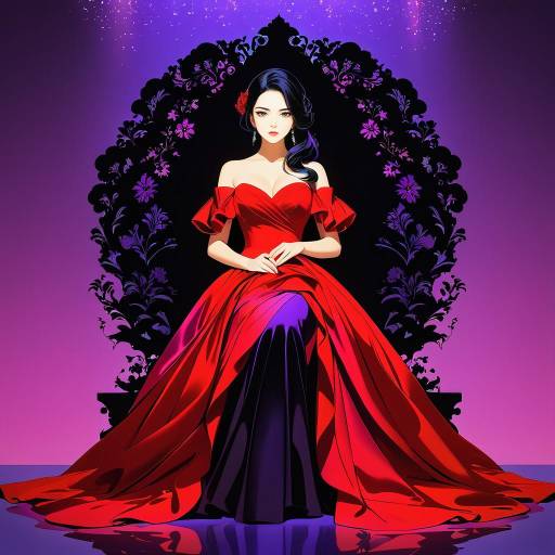 Elegant Woman in Red Dress Sitting Gracefully Elegant Woman in Red Dress Sitting Gracefully