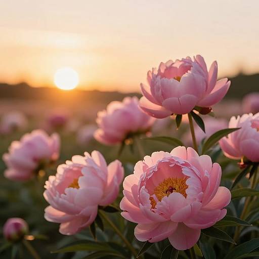 Radiant Pink Peonies at Sunset