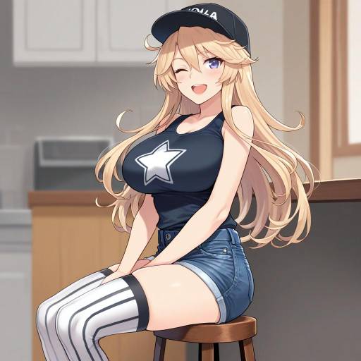 Blonde Girl with Starry Eyes Sitting