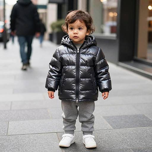 Toddler in Shiny Puffer Jacket