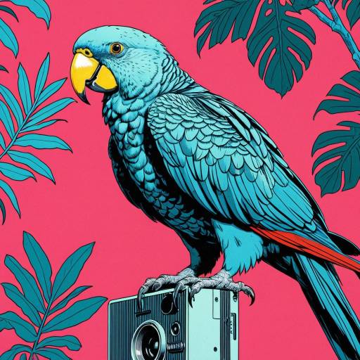 Vaporwave Parrot Illustration