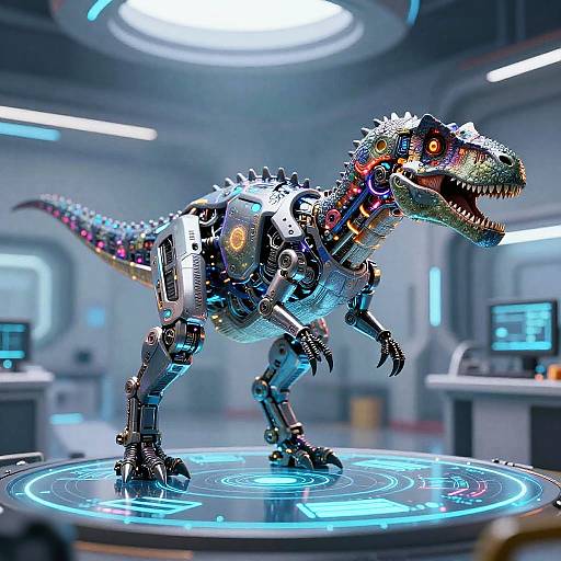 Futuristic Robotic Dinosaur Emergence