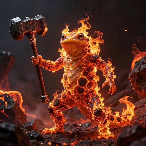 Fiery Salamander Mage with Hammer