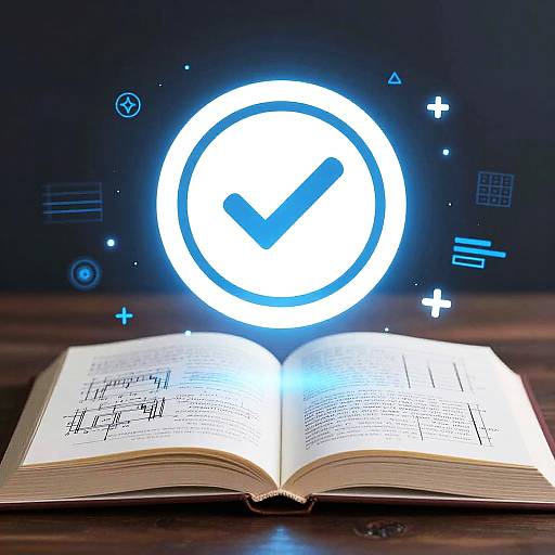 Futuristic Certified Badge Over Open Book