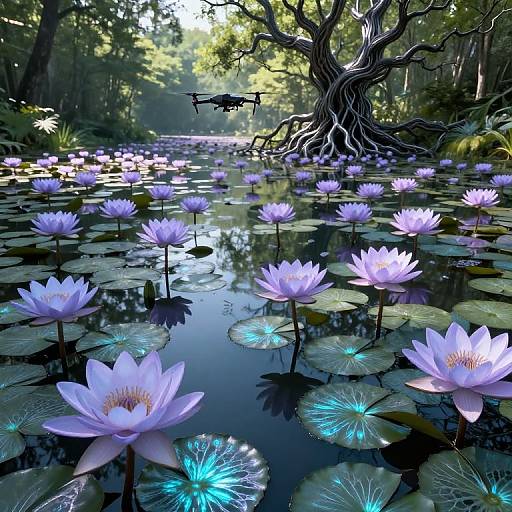 Surreal Biomechanical Water Lily Pond