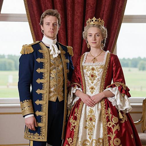 Regal Baroque Couple in Ornate Attire