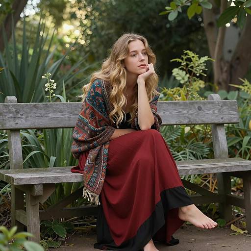 Serene Woman in Lush Garden