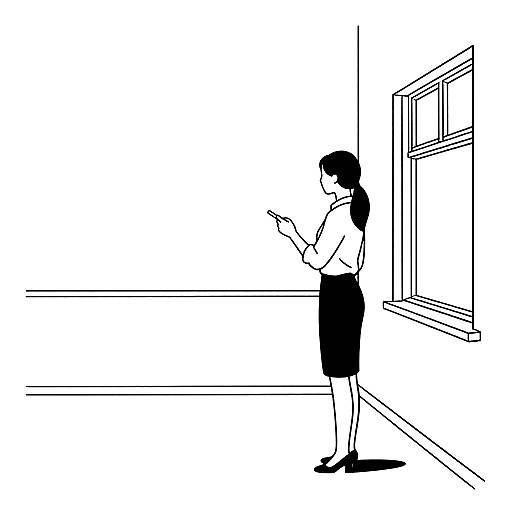 Minimalist Line Art Schoolteacher Illustration