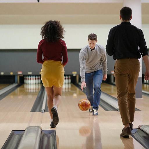 Dynamic Trio Bowling Action Shot