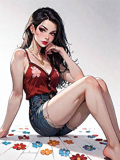 Chic Woman in Floral Camisole Outfit